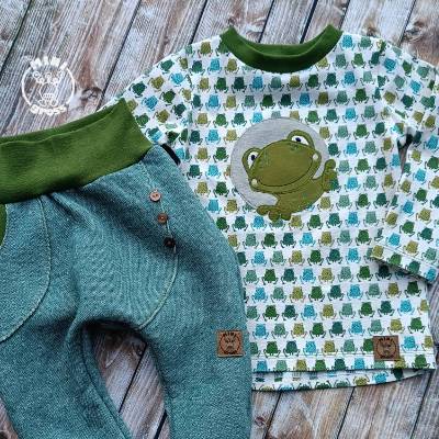 Set Gr. 92 Frosch – Pumphose & Langarmshirt mit Applikation