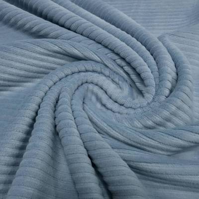 Stoff Strick Breitcord Stretch Meterware uni einfarbig hellblau Kleiderstoff Kinderstoff