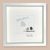 Steinbild handgeschrieben  Goldene Hochzeit  SPATZENBANDE  personalisiert   50 Jahre  Hochzeit