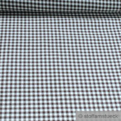 Stoff Polyester Schurwolle Vichy Karo braun wollweiß knitterfrei