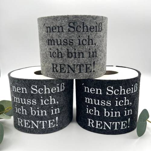 Bin in Rente! Klopapierbanderole - Abschiedsgeschenk -  Ersatzrollenaufbewahrung - Deko