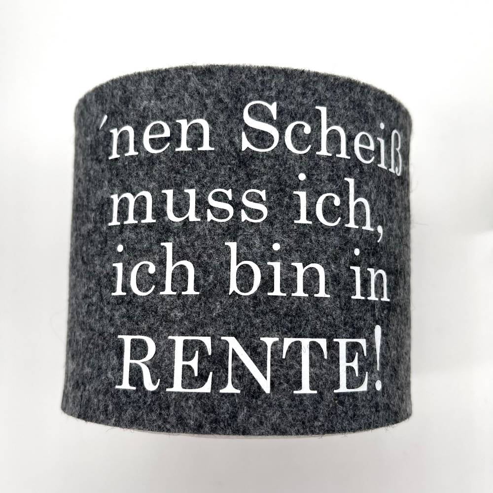 Bin in Rente! Klopapierbanderole - Abschiedsgeschenk - Ersatzrollenaufbewahrung