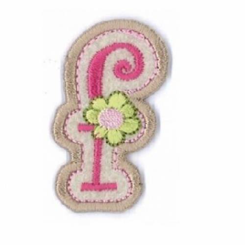 Buchstabe -F- Applikation rosa