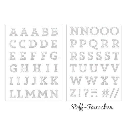 Bügel-Applikation Buchstaben silber Glitzer