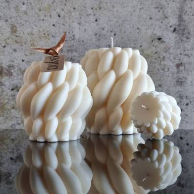 Geflochtene Kerze I Gedrehte Kerze I Säulenkerze I Stumpenkerze I Sojawachs I Groß I Ästhetisch I Home Decor I Geschenk
