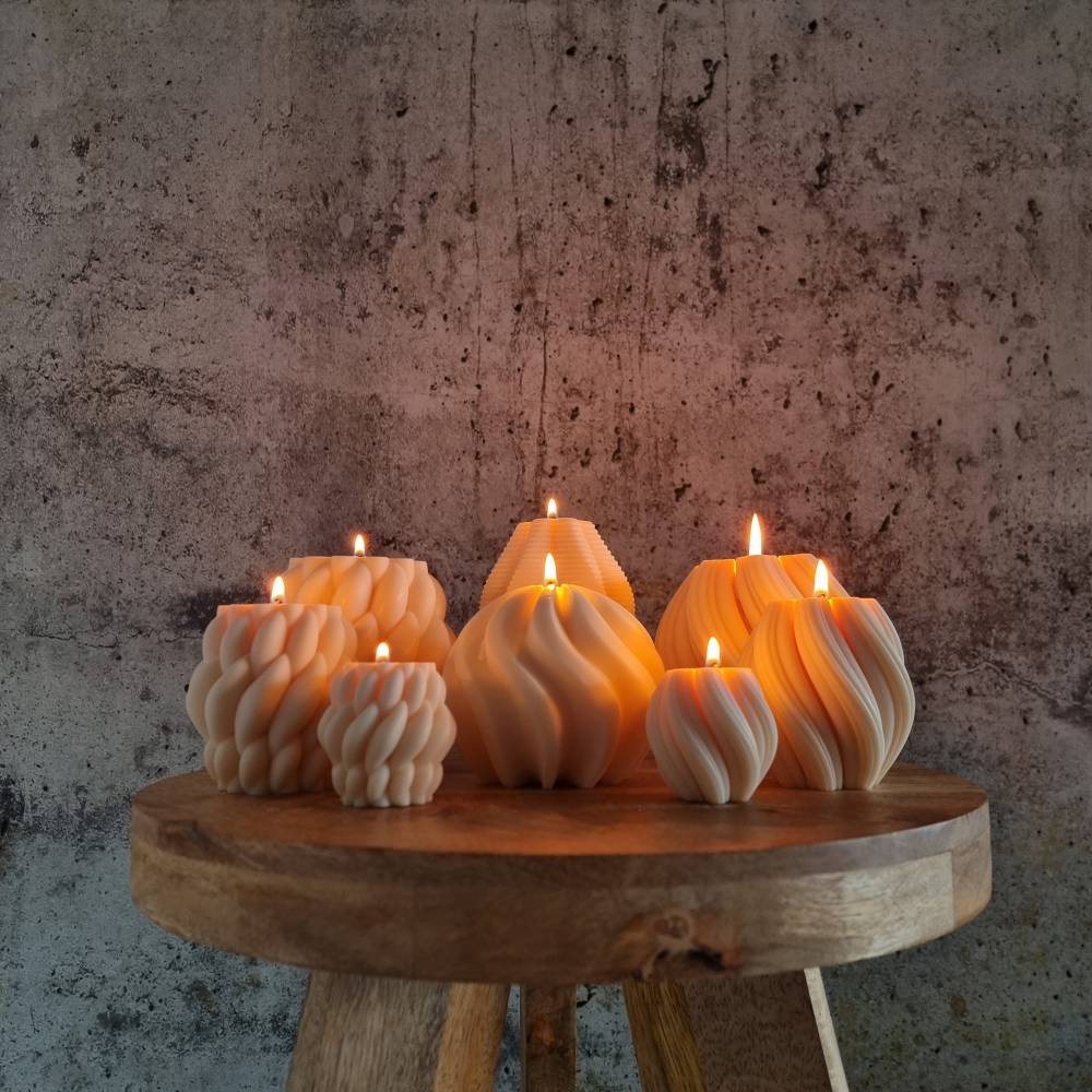 Geflochtene Kerze I Gedrehte Kerze I Säulenkerze I Stumpenkerze I Sojawachs I Groß I Ästhetisch I Home Decor I Geschenk