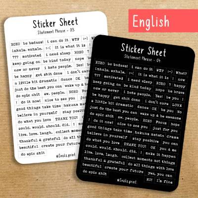 Englische Sticker Wörter und Sätze | Aufkleber Bulletjournal | Journal Sticker | Zitate