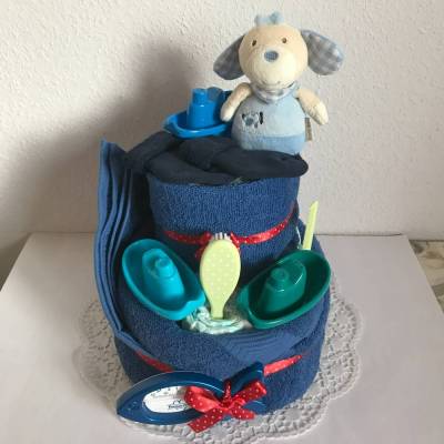 Windeltorte Spieluhr Junge Badespaß zum Baden Boote Schiffe maritim blau grün Ideen bestellen Geschenk Geburt Taufe