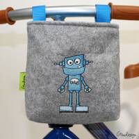 Lenkertasche "Roboter" aus Filz, personalisierbar