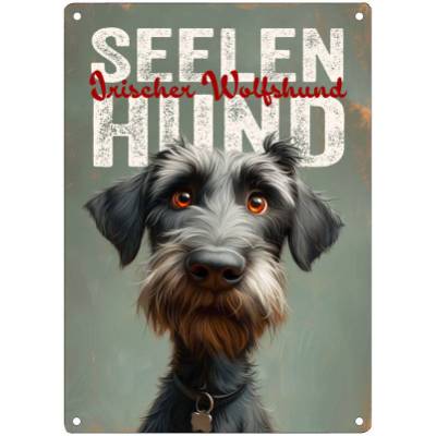 Hunde-Dekoschild SEELENHUND IRISCHER WOLFSHUND, wetterbeständiges Wandschild