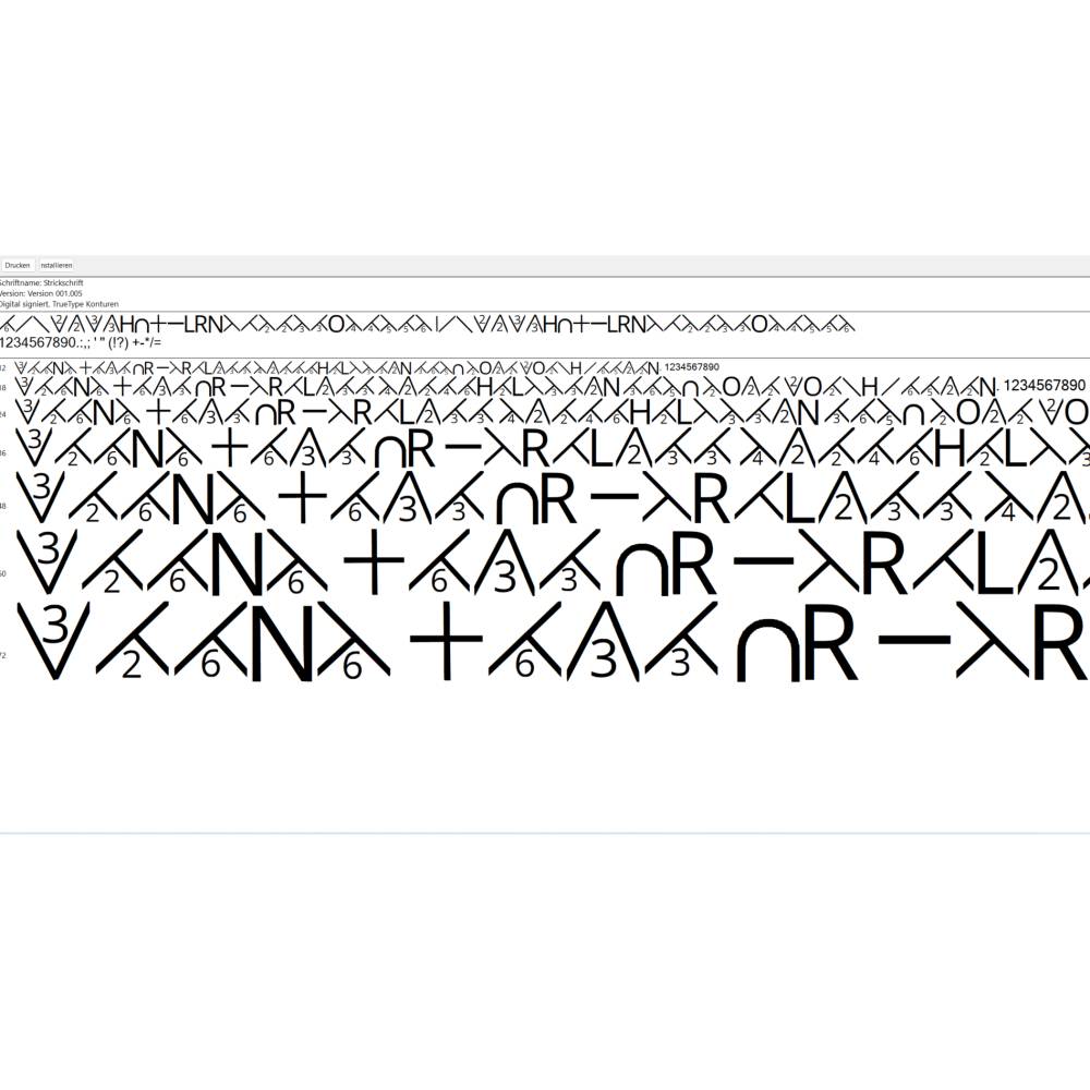 Strickschrift, digitaler Font, Satzschrift zur Erstellung von Strickanleitungen Bild 1