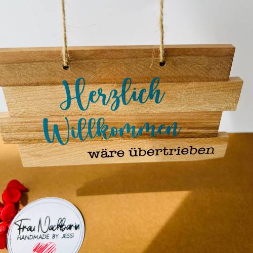 Schriftzug auf Holzklötzchen, Dekoideen, Deko, Geschenkidee, Geburtstag, Einweihung, Eingangsschild, Schild, Herzli