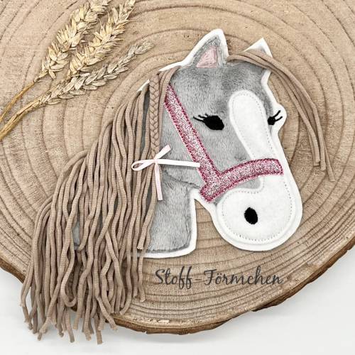 Große Pony Lulu-Applikation grau