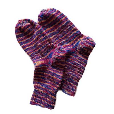 Bunte handgestrickte Wollsocken 36/37 – Yogasocken Unisex, warme Lieblingssocken