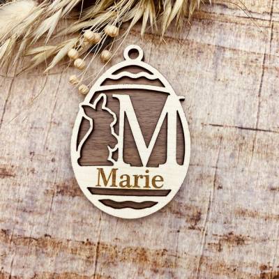 Osterdeko personalisiert aus Holz | Holzanhänger zu Ostern | Anhänger mit Namen | individuelles Osterei | Osteranhänger