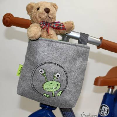 Lenkertasche "Freches Monster" aus Filz, personalisierbar