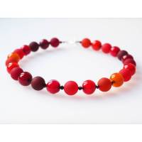 Polariskette rot orange mit Glasperlen aus Muranoglas Muranokette Collier