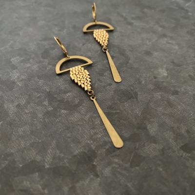 Ohrhänger Claïre de Lune – Ethno Bohostyle Schmuck aus Messing mit Saatperlen, handgefertigt, leicht & elegant