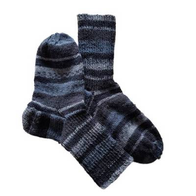 Schwarz-graue handgestrickte Yogasocken Unisex, warme Wollsocken Größe 36/37 aus Franken