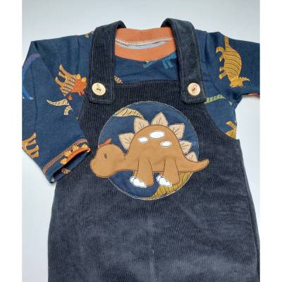 Langarmshirt und Hose aus Cord in Gr. 80/86 im Dino Look
