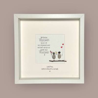 Steinbild handgeschrieben  Wir bleiben Freundinnen...  personalisiert  Freundschaft  Geschenk