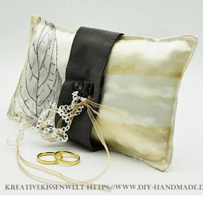 Exklusives Ringkissen Hochzeit Unikat – Handgemachtes Ringträgerkissen 12x21 cm aus Vintage-Polyester