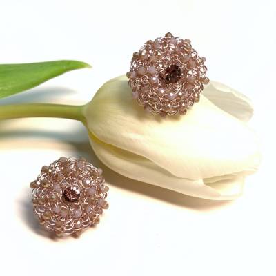 gestrickte OHRRINGE aus roségoldfarbenem Kupferdraht mit austauschbarem Stecker