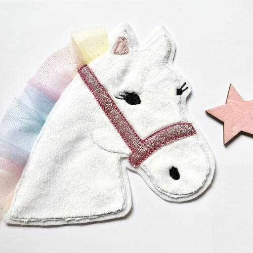 Große Pony Lulu-Applikation weiß