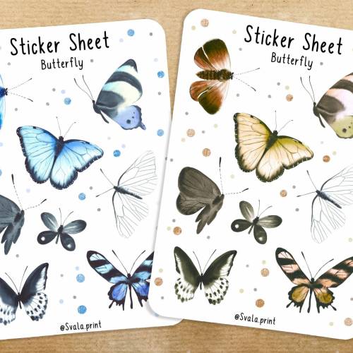 Sticker Schmetterlinge | Aufkleber Bulletjournal | Journal Sticker | Watercolor