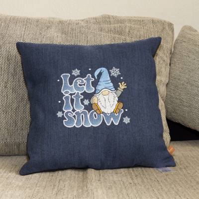 Dekokissen Gnom Let it Snow Winter Kissen / Kissenbezug 40x40 cm Handgemacht