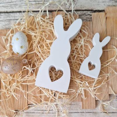 Dekohasen im 2er Set ~ Osterhasen zum dekorieren ~ Hase mit Herz ~ Ostern ~ Frühling