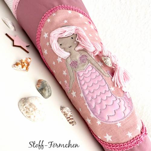 Schultüte mit Meerjungfrau-Applikation inkl. Namensstick
