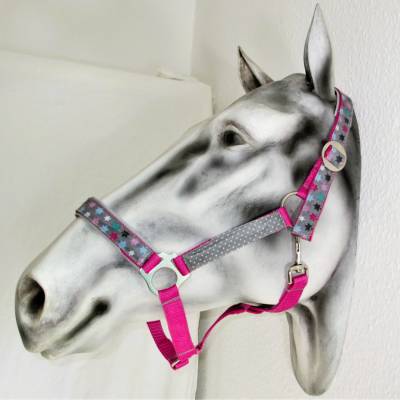Pferdehalfter "Pink Star" Halfter Outdoor abwaischbar Stallhalfter Reithalfter Shetty Pony Vollblut Warmblut