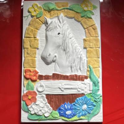 Pferde - 1 großes Relief  ca. 23 x 14,50 cm  mit Anhänger