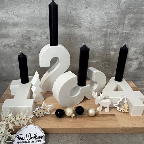 Adventskranz, Zahlen 1-4 aus Raysin, Weihnachten, Tischdeko, Holz