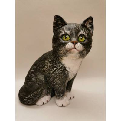 Tierurne handgemalt 0,3 L – Keramik Künstlerurne by Janus | Handarbeit & Unikat - Katze