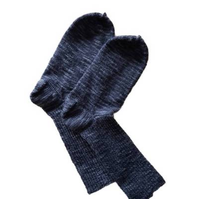 Grau/Anthrazit Handgestrickte Wollsocken 36/37 Unisex – Yogasocken aus Franken