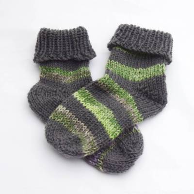 Handgestrickte dicke Kindersocken Gr. 26/27 – Warme Unikate aus Wolle, Haussocken & Stiefelsocken