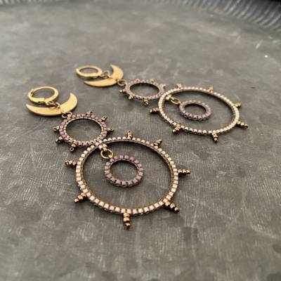 Ohrhänger • MoonFlower • leicht zu tragen •|• Ethno •|• Bohostyle •|• Mond •|• Sichel •|• Sonne •|• Licht