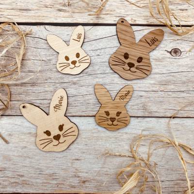 personalisierter Osteranhänger aus Holz | Tischdekoration mit graviertem Namen | individuelle Platzkarte | Osterkorb
