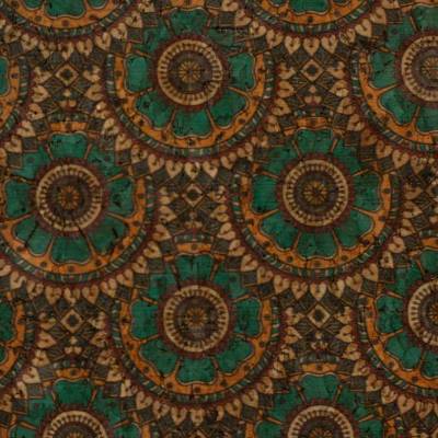 Korkstoff Corcoon Muster Mandala, grün (1m /16,00€)