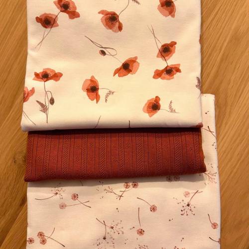 Stoffpaket "Mohnblume" Geschenkset - Aquarell Druckstoff