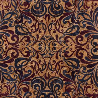 Korkstoff Corcoon Muster Ornamente rot/blau (1m /16,00€)