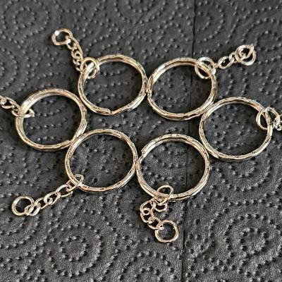 10 Schlüsselringe, Key Ring, mit Verbindungskette, 25 mm