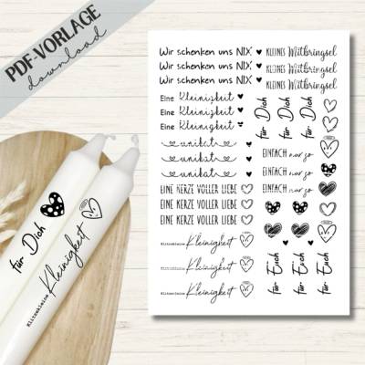 Kerzensticker PDF Datei A4 "Kleinigkeit" | Kerzentattoos Download