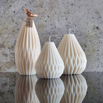 Origami Statement | Säulenkerze I Stumpenkerze | Birnen-Design | Handgefertigt I Sojawachskerzen | Home Decor