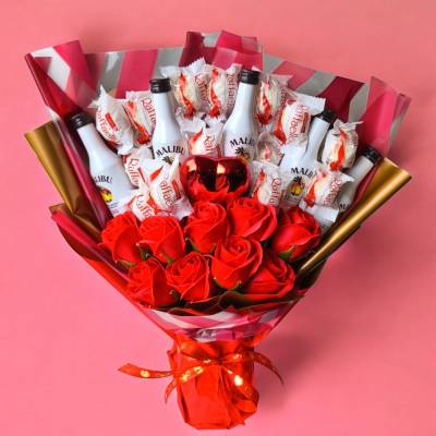 Essbarer Blumenstrauß Mit Malibu Likör und Raffaello