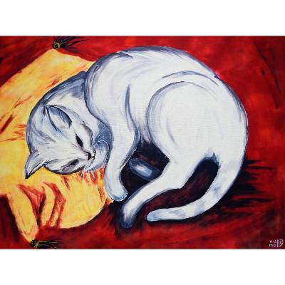 Prinzessin Luna - Katze - Tiergemälde - Originalgemälde in Öl und Acryl auf Leinwand, Keilrahmen. 80 x 60 cm