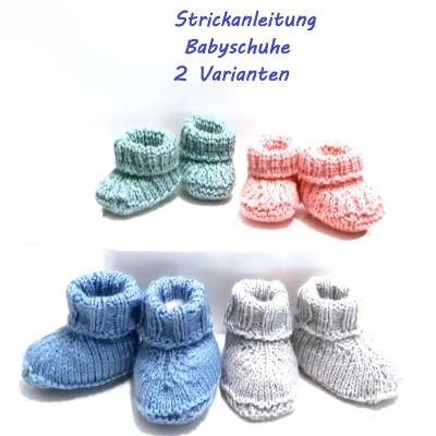 Strickanleitung für Babyschuhe mit Variation in Deutscher Sprache