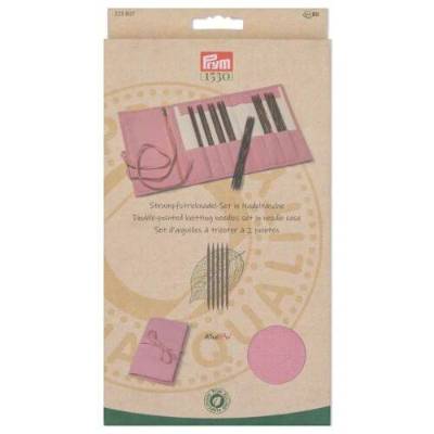 Strumpfstricknadel-Set Natural in Nadeltasche – 7 Nadelspiele aus Holz, Größen 2,0-4,5 mm